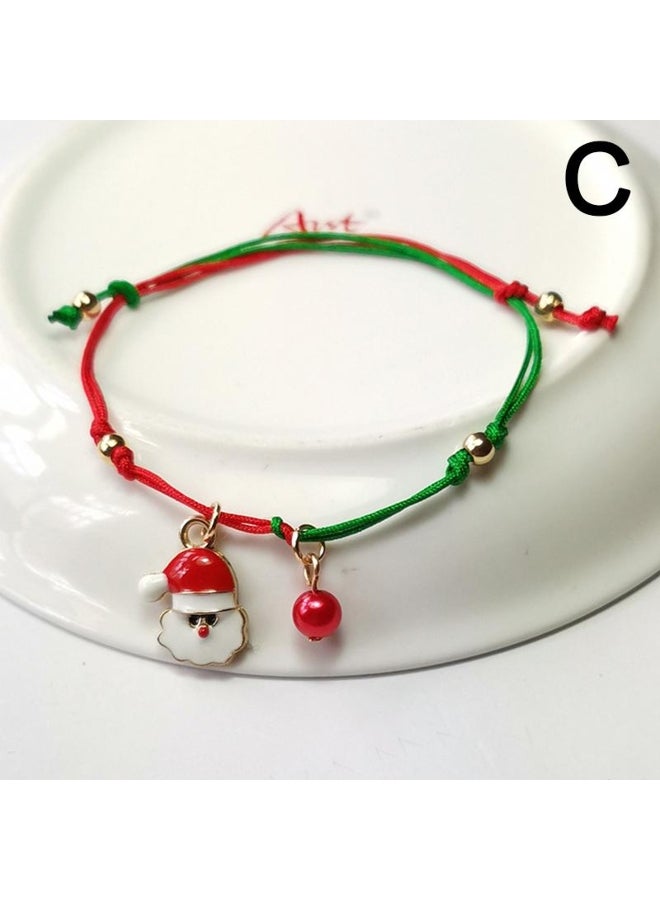 Santa Claus Bracelet Braided Woven Pendant Christmas Decorations for Happy New Year Christmas Xmas Gifts