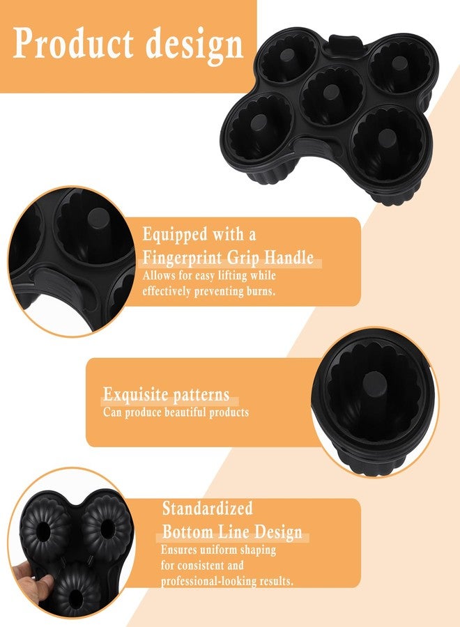 Domigard 2 Pcs Silicone Donut Pan for Baking, Nonstick 5 Cavity Doughnut Baking Pans for Ninja 8QT-10QT Air Fryer, Make Perfect Bagels and Cake Donuts, Black - Image 3