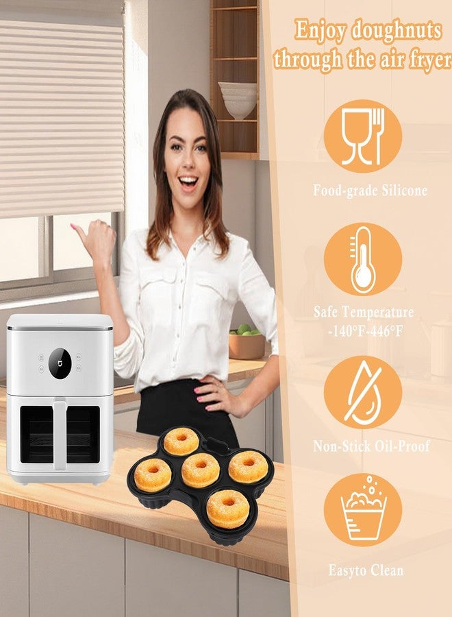 Domigard 2 Pcs Silicone Donut Pan for Baking, Nonstick 5 Cavity Doughnut Baking Pans for Ninja 8QT-10QT Air Fryer, Make Perfect Bagels and Cake Donuts, Black - Image 5
