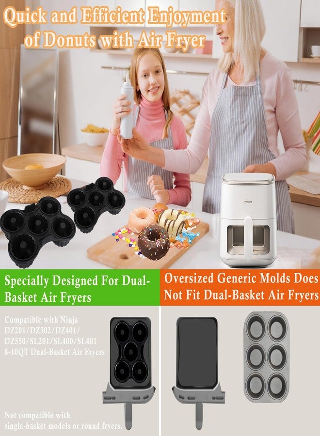 Domigard 2 Pcs Silicone Donut Pan for Baking, Nonstick 5 Cavity Doughnut Baking Pans for Ninja 8QT-10QT Air Fryer, Make Perfect Bagels and Cake Donuts, Black - Image 4