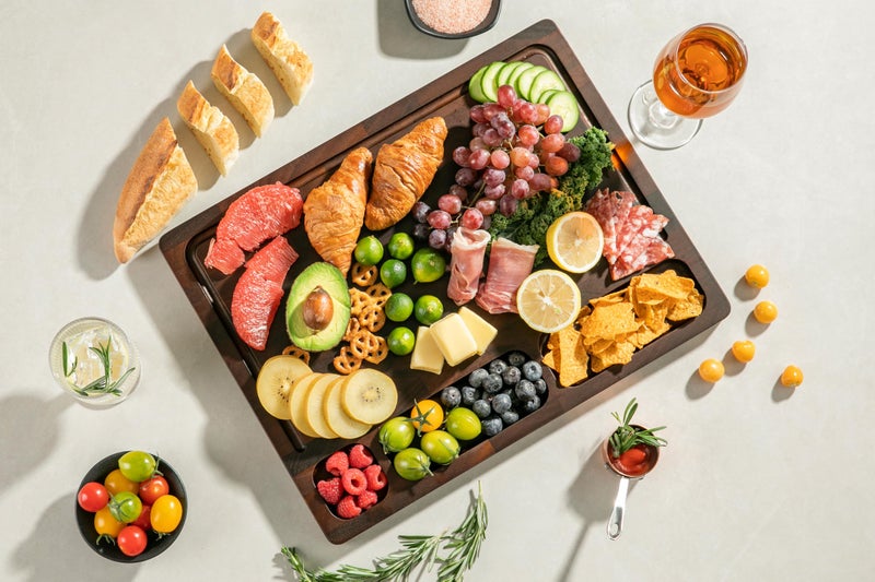 THETCHRY Walnut Cutting Boards For Kitchen, End Grain Wooden Cutting Board with Handle, Dark Walnut Chopping Board Double Sided Charcuterie Boards For Meat, Vegetables, Fruits, Cheese, 17â€X13â€ X1â€ - Image 2