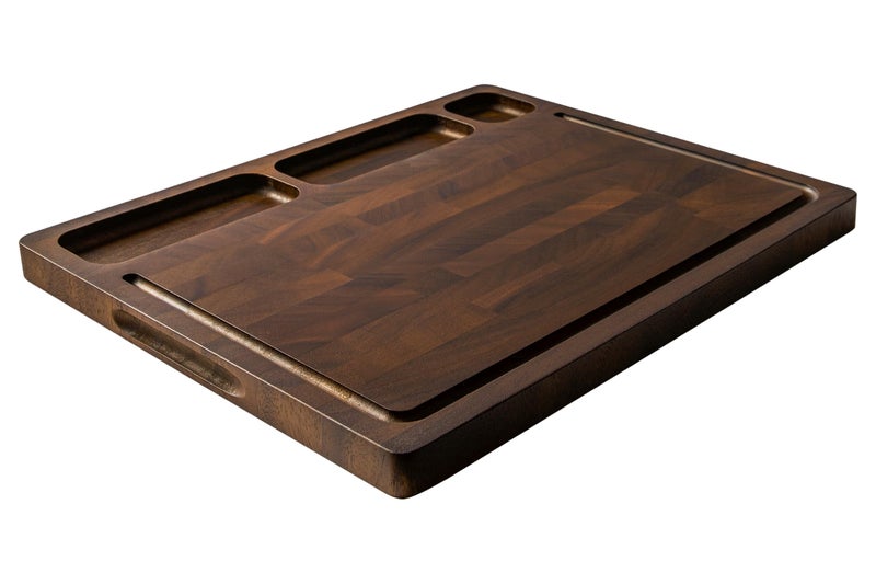 THETCHRY Walnut Cutting Boards For Kitchen, End Grain Wooden Cutting Board with Handle, Dark Walnut Chopping Board Double Sided Charcuterie Boards For Meat, Vegetables, Fruits, Cheese, 17â€X13â€ X1â€ - Image 1