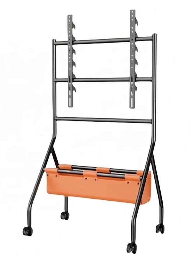 والالا حامل تلفزيون مع حقيبة تخزين للشاشات من 32 إلى 75 بوصة LCD LED OLED، حامل تلفزيون محمول بعجلات، حامل تلفزيون متحرك قابل لتعديل الارتفاع مع رف وسائط خشبي، حامل تلفزيون محمول شديد التحمل يتحمل حتى 130 رطلاً. - Image 3