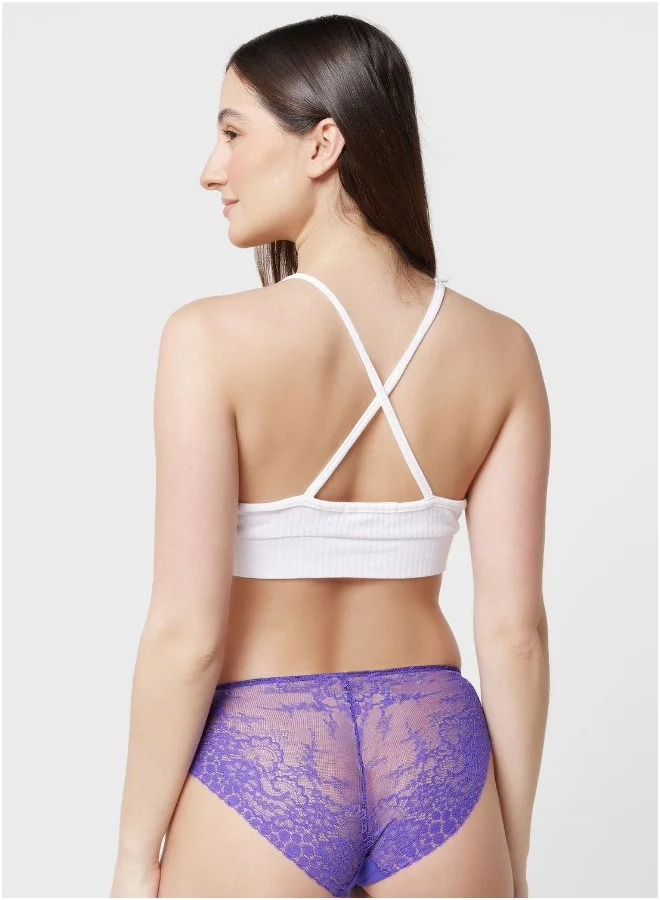 La Senza High Leg Lace Detail Brief