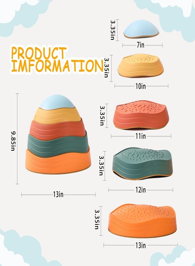 LoomLark Balance Stepping Stones for Kids 5pcs Non-Slip River Stones Obstacle Course Play Indoor and Outdoor Coordination Game Sensory Toys Toddler Ages 3 4 5 6 7 8+ - Image 2