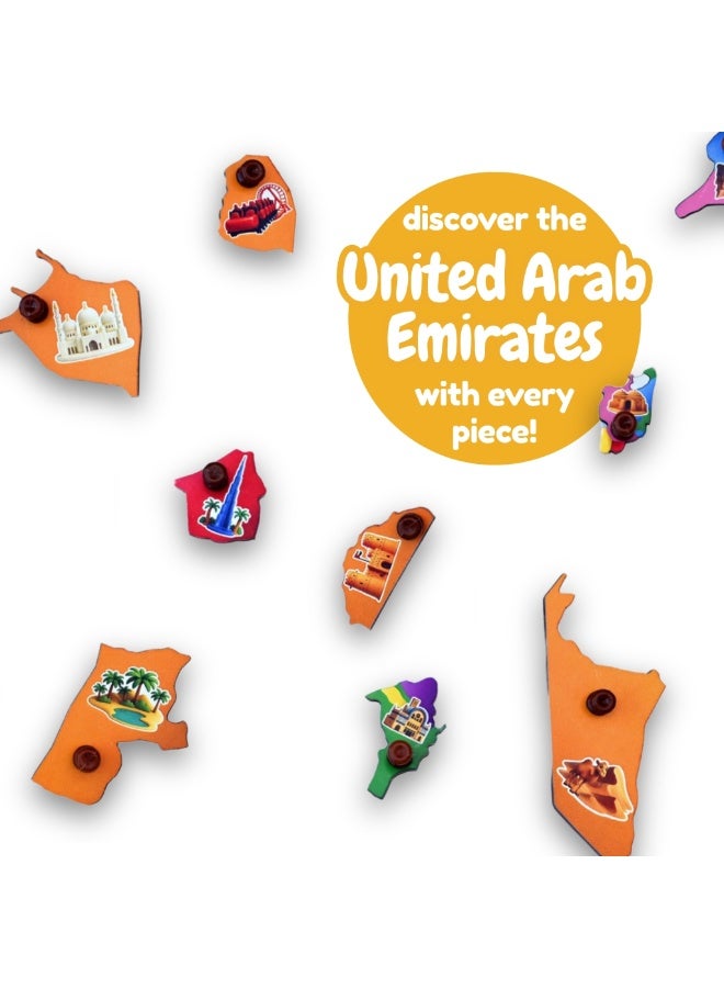 UAE Map Wooden Peg Puzzle for Kids, Bilingual Arabic & English, 13 Pieces, Learn Emirates Geography through Play, Ages 3-8 - Image 5