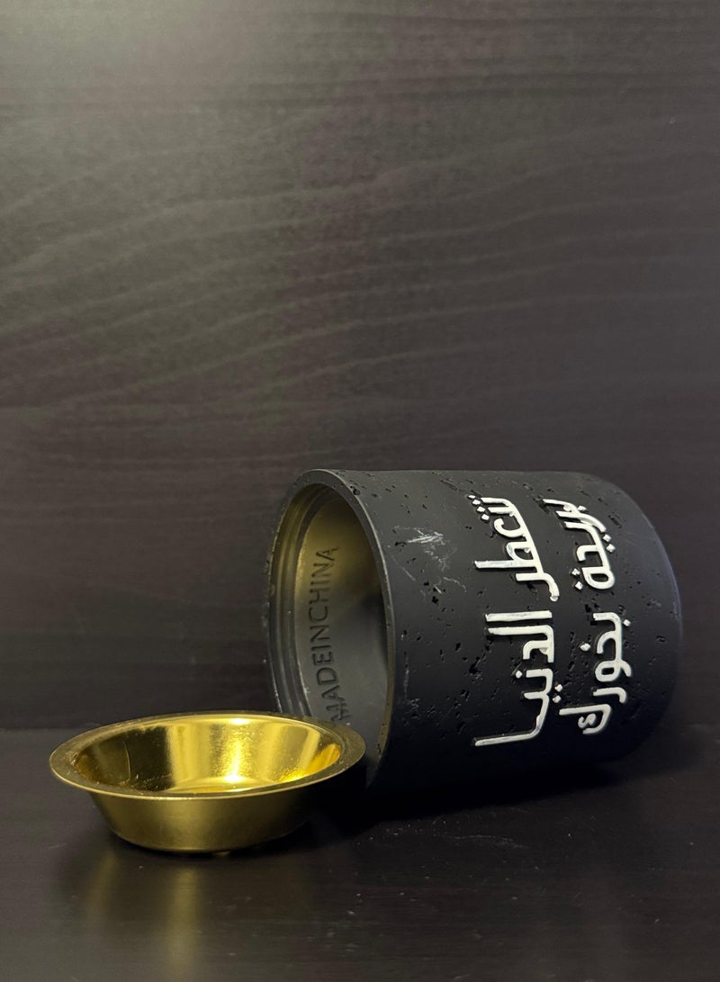 Bergott Bakhoor Burner (Incense Holder) Black with Catchy Arabic Text - Simple Design with Metal Plate - Image 2