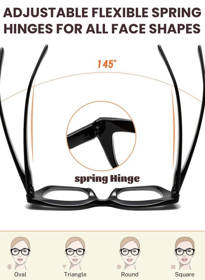 Hubeye 3 Pack Oprah Style Reading Glasses Oversized Readers Blue Light Blocking Computer Eyewear With Spring Hinge +1.5 - Image 4