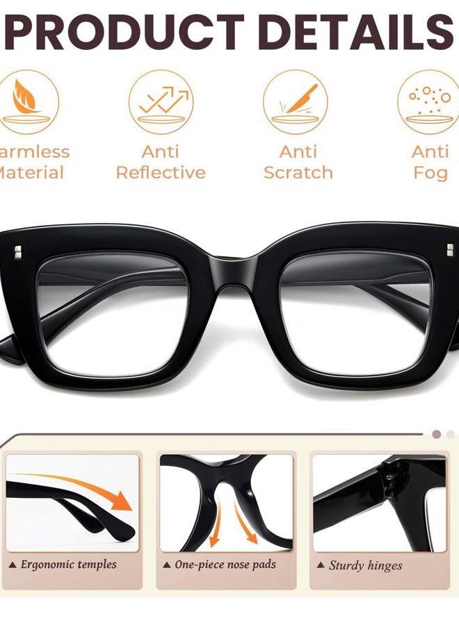 Hubeye 3 Pack Oprah Style Reading Glasses Oversized Readers Blue Light Blocking Computer Eyewear With Spring Hinge +1.5 - Image 3