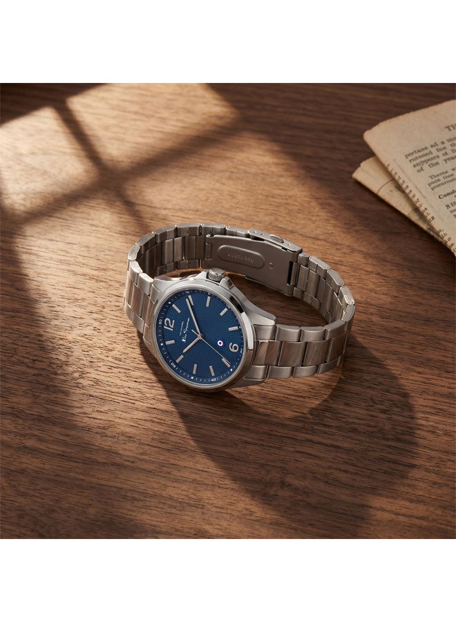 Ben Sherman Westminster Blue Dial Stainless Steel Bracelet Analog Watch for Men, 43mm - Image 4