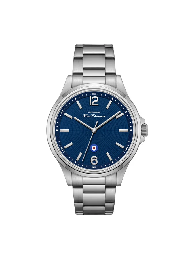 بين شيرمان Westminster Blue Dial Stainless Steel Bracelet Analog Watch for Men, 43mm
