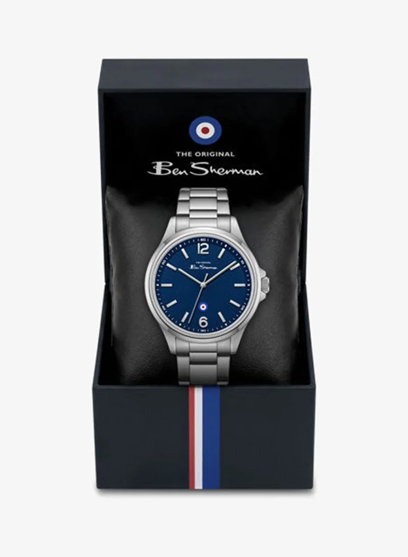 Ben Sherman silver Westminster Blue Dial Stainless Steel Bracelet Analog Watch for Men, 43mm for Men | Best Price UAE