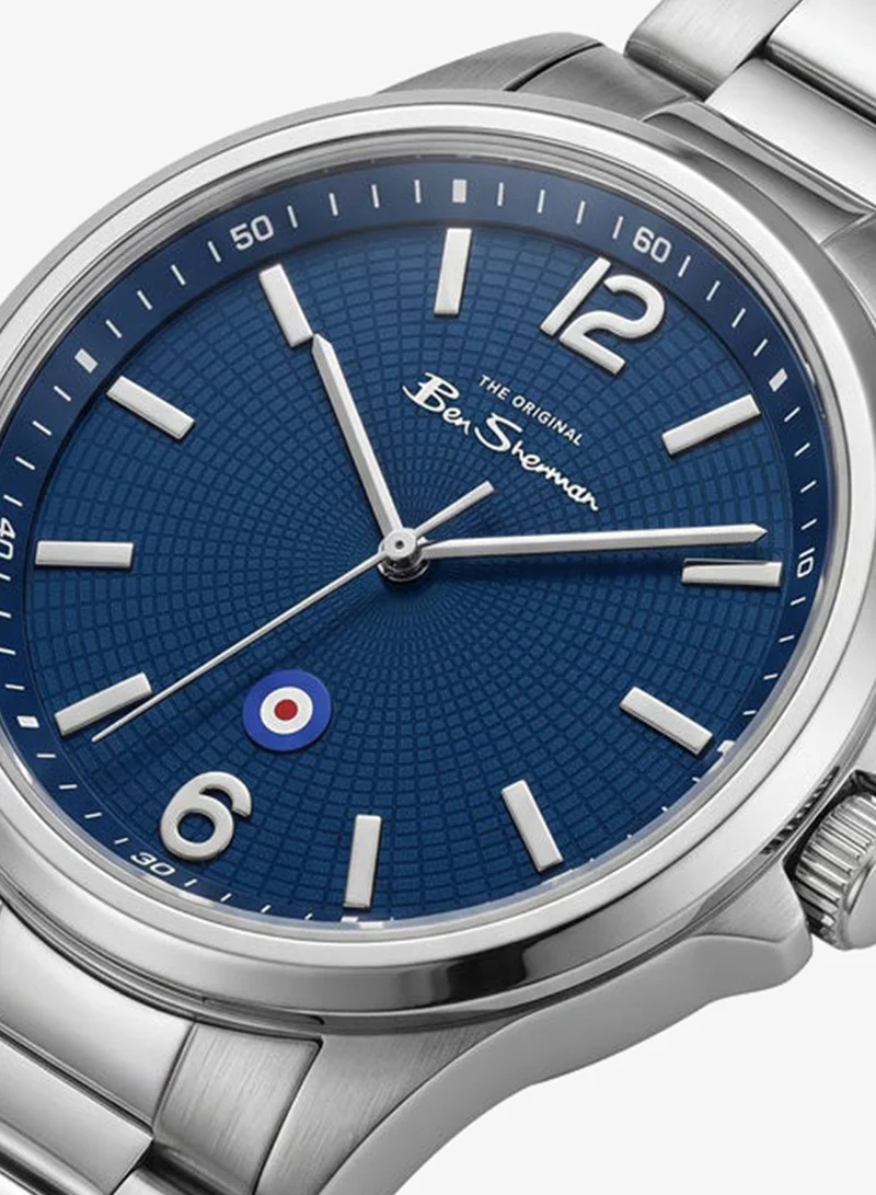 Ben Sherman Westminster Blue Dial Stainless Steel Bracelet Analog Watch for Men, 43mm