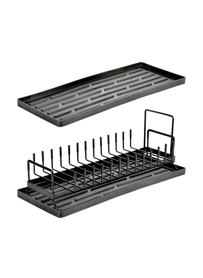 kowiofame Small Long Disc Drying Rack Drainer Dryer Over Sink Counter Tray Rack Plate Forks Cups Spoons Organizer for Kitchen (Black) - Image 4