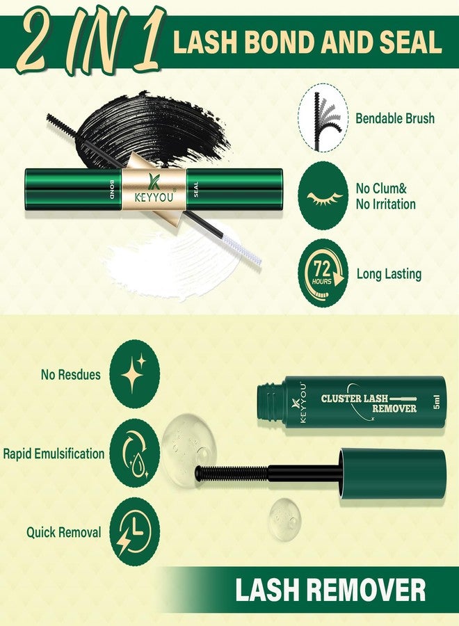 KEYYOU LASH California Sunset Manga Lash Clusters Kit 8-18mm Eyelash Clusters Kit DIY Lash Extension Natural Fairy Cluster Lashes with Lash Bond Seal Remover Applicator Soft Thin Band (Upgraded MG01) - Image 5