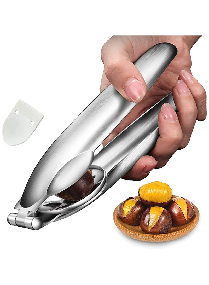 CMGTYYD. مقص الكستناء، 304 الفولاذ المقاوم للصدأ 2 في 1 قاطع الكستناء، ملقط الكستناء شديد التحمل، كماشة فتح المكسرات متعددة الوظائف المعدنية أدوات المطبخ للجوز والكستناء والمكسرات - Image 1