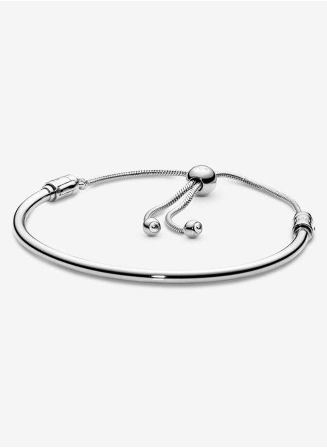 PANDORA - Pandora Moments Cubic Zirconia Women's 925 Silver Snake Chain Bracelet Gift 597953CZ - Image 1