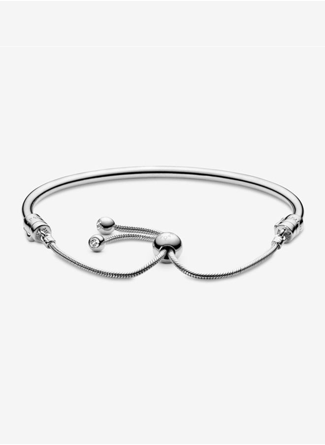 PANDORA - Pandora Moments Cubic Zirconia Women's 925 Silver Snake Chain Bracelet Gift 597953CZ - Image 1