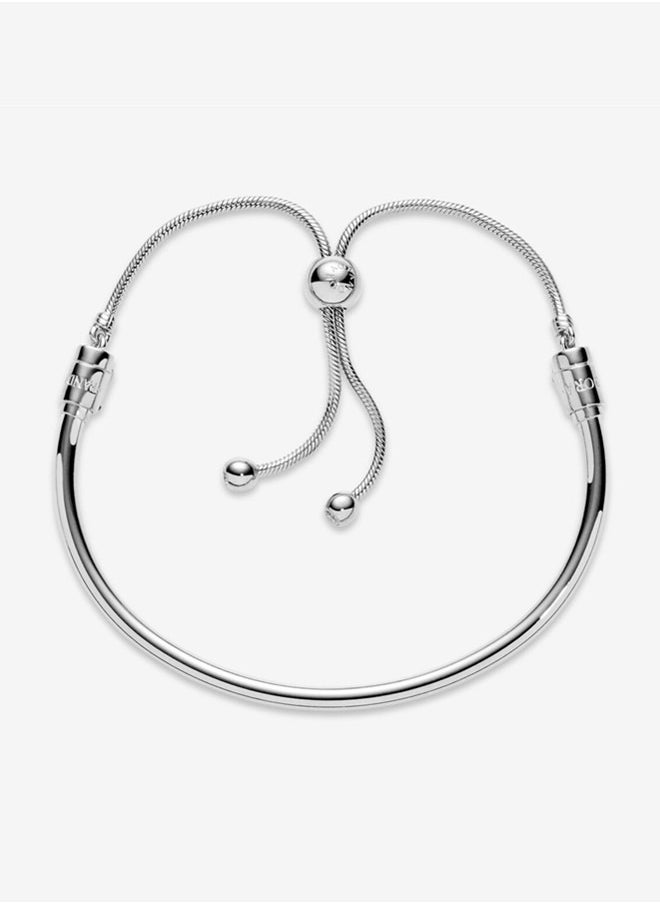 PANDORA - Pandora Moments Cubic Zirconia Women's 925 Silver Snake Chain Bracelet Gift 597953CZ - Image 1