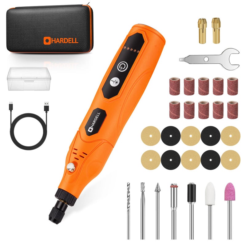 HARDELL Mini Cordless Rotary Tool 4V 5Speed Rotary Tool Kit with 30 Accessories Rechargeable Power Rotary Tool for Engraving Sanding Polishing Drilling Grinding Small DIY Crafts