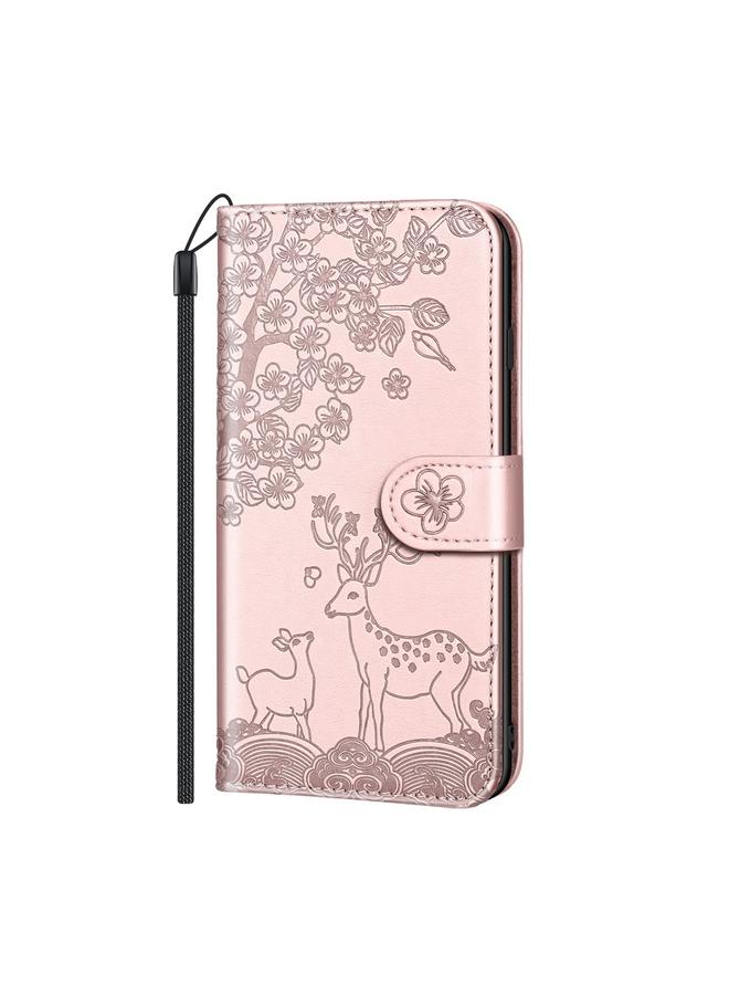 Zaboon Case For iPhone 12 / 12 Pro Sika Deer Embossing Pattern Horizontal Flip PU Leather Case with Holder & Card Slot & Wallet & Photo Frame - Image 2