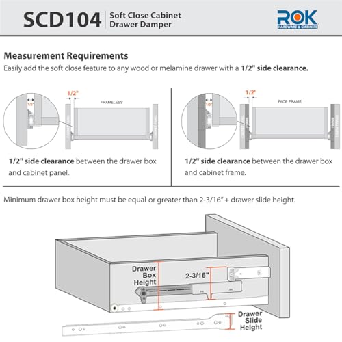 ROK 2-Pack Rok Hardware Soft Close for Wood Drawers/Soft Close Drawer Adapter/Add-On/Retrofit (White), SCD104W - Image 4