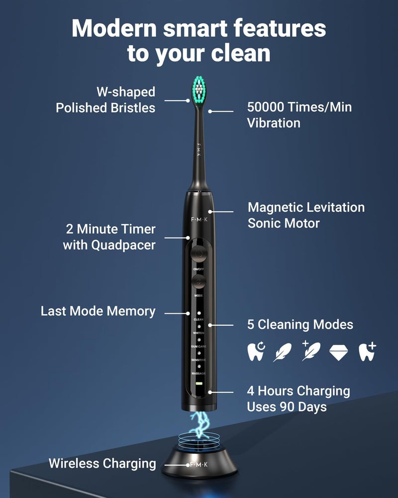 FUMEIKANG Water Flosser & Electric Toothbrush for Adults Oral Irrigator & Sonic Toothbrush 2-1 Oral Clean Kit (Black) - Image 2