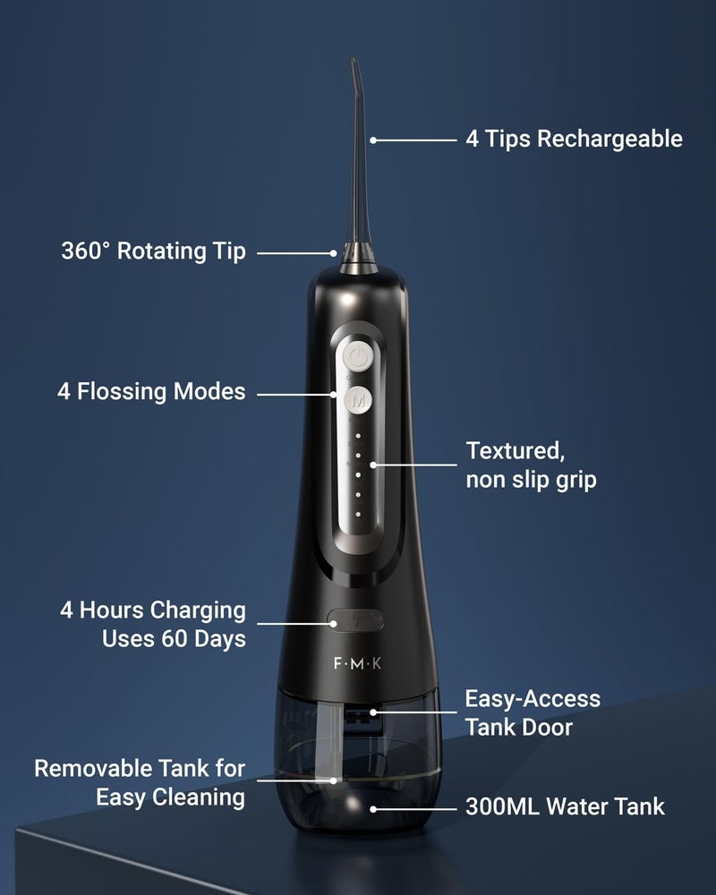 FUMEIKANG Water Flosser & Electric Toothbrush for Adults Oral Irrigator & Sonic Toothbrush 2-1 Oral Clean Kit (Black) - Image 3