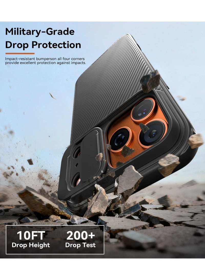 عام غطاء آيفون 17 برو ماكس 6.9 بوصة مع غطاء منزلق للكاميرا، [متوافق مع ماج سيف] من قماش توييل PC وTPU، غلاف مزدوج الحماية للعدسة ضد الصدمات. - Image 2