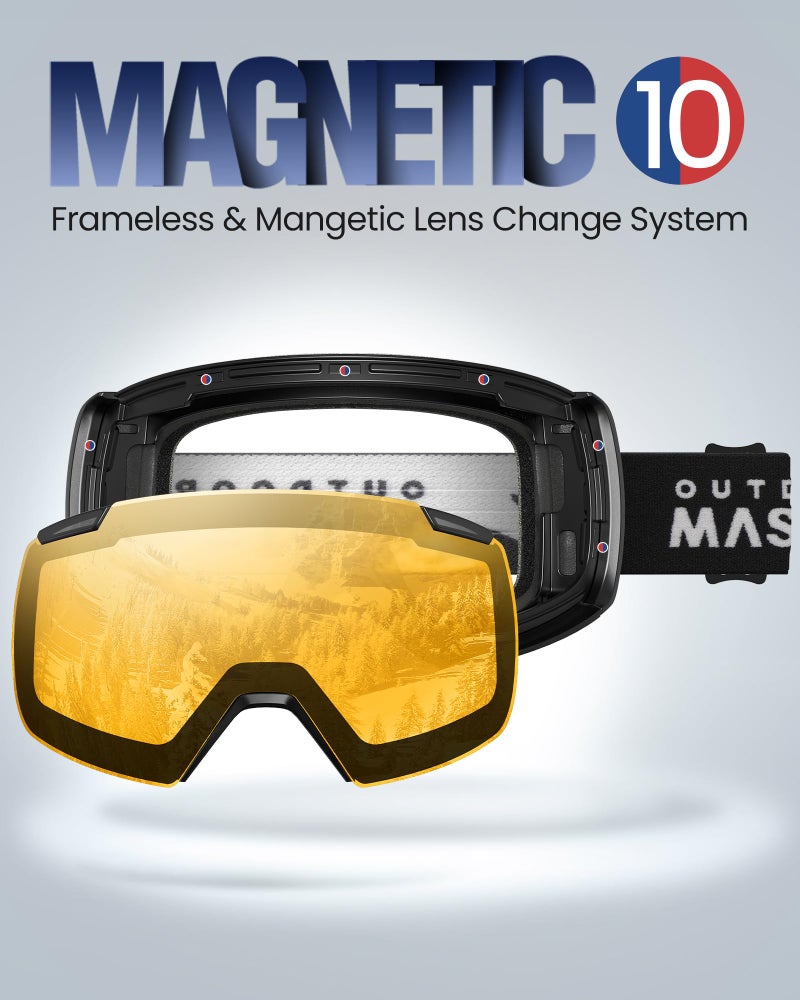 OutdoorMaster Ski Goggles Heron Replacement Lens, Magnetic Easy Lens Swap, Anti-fog, OVP Lens Wide Feild of Vision, LightOrange Vlt 65% - Image 3