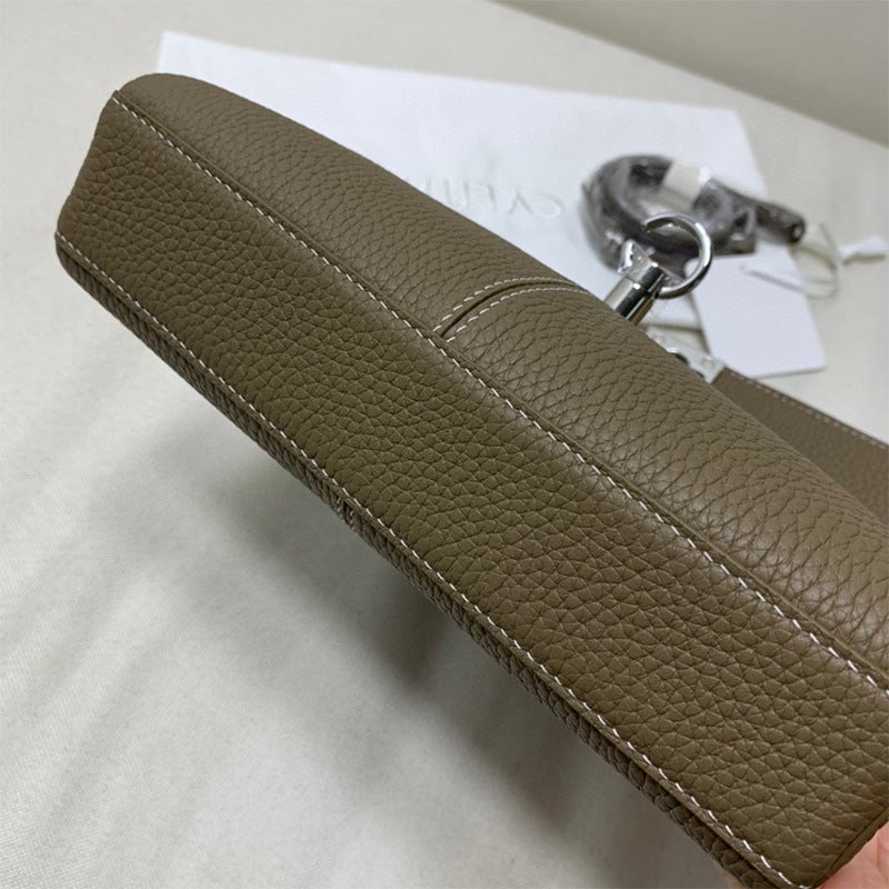 2025 Spring And Entry Light Luxury Small Crowdsourced Bag Genuine Leather Vintage Small Square Bag Elephant Grey Handbag Shoulder Crossbody Bag - Image 3