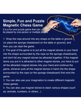Magnetic Chess Strategy Game Set, Comes with 30 Stones, Magnetic Battle Chess Game with Rope, Portable Board Chess Set, Puzzle Strategy Games for Kids and Adults - view 3