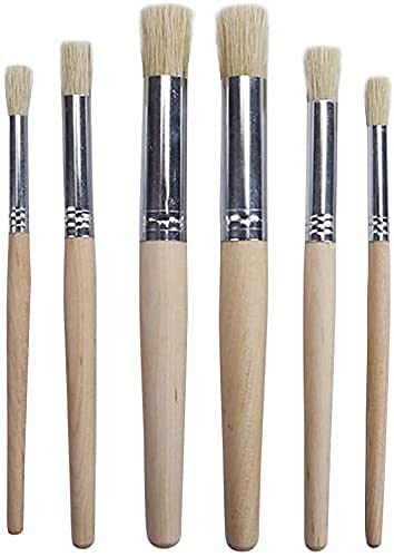 Schmidt مجموعة فرش التمويه SCHMIDT، 6 قطع فرش خشبية طبيعية ذات مقبض خشبي لرسم نماذج الجدران، مشاريع التمويه، صنع بطاقات، الأعمال اليدوية، والرسم بالأكريليك والزيت والمائي. - Image 1