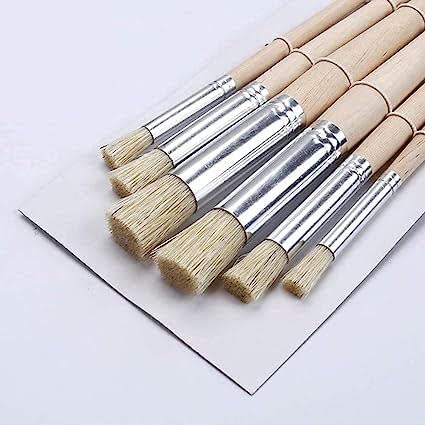 Schmidt مجموعة فرش التمويه SCHMIDT، 6 قطع فرش خشبية طبيعية ذات مقبض خشبي لرسم نماذج الجدران، مشاريع التمويه، صنع بطاقات، الأعمال اليدوية، والرسم بالأكريليك والزيت والمائي. - Image 5