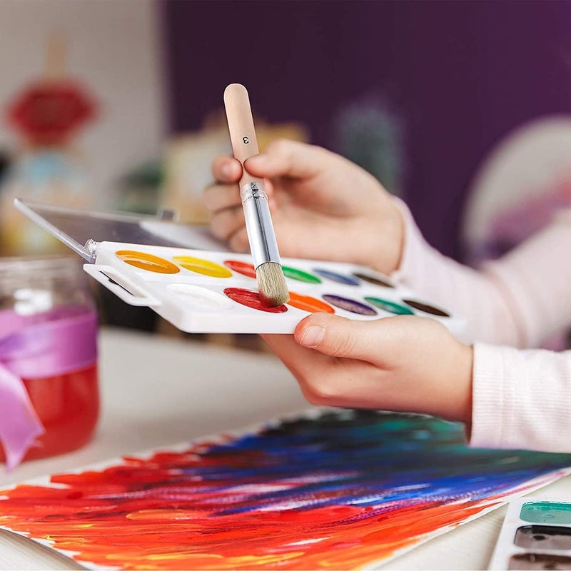 Schmidt مجموعة فرش التمويه SCHMIDT، 6 قطع فرش خشبية طبيعية ذات مقبض خشبي لرسم نماذج الجدران، مشاريع التمويه، صنع بطاقات، الأعمال اليدوية، والرسم بالأكريليك والزيت والمائي. - Image 3