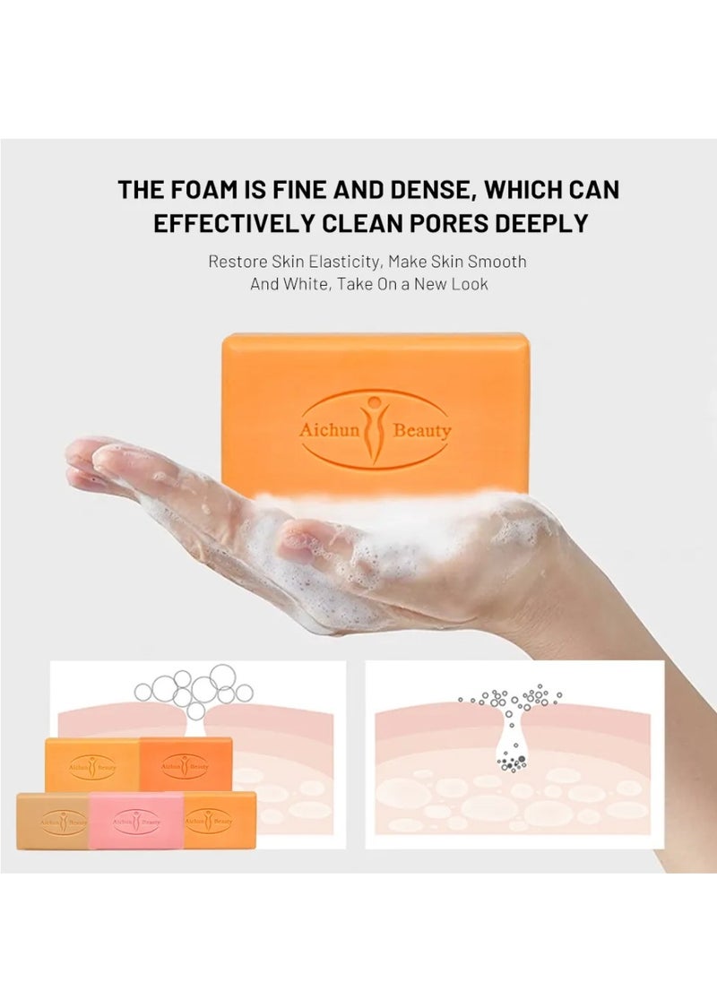 Aichun beauty - 300G Super Whitening Carrot Soap Multi Purpose Face and Body Carrot Essential Soap Underarm Whitening Improve Dullness Firming Anti Wrinkle Moisturizing Soothing Anti Dark Spots Skincare Soap for Women and Men - Image 1