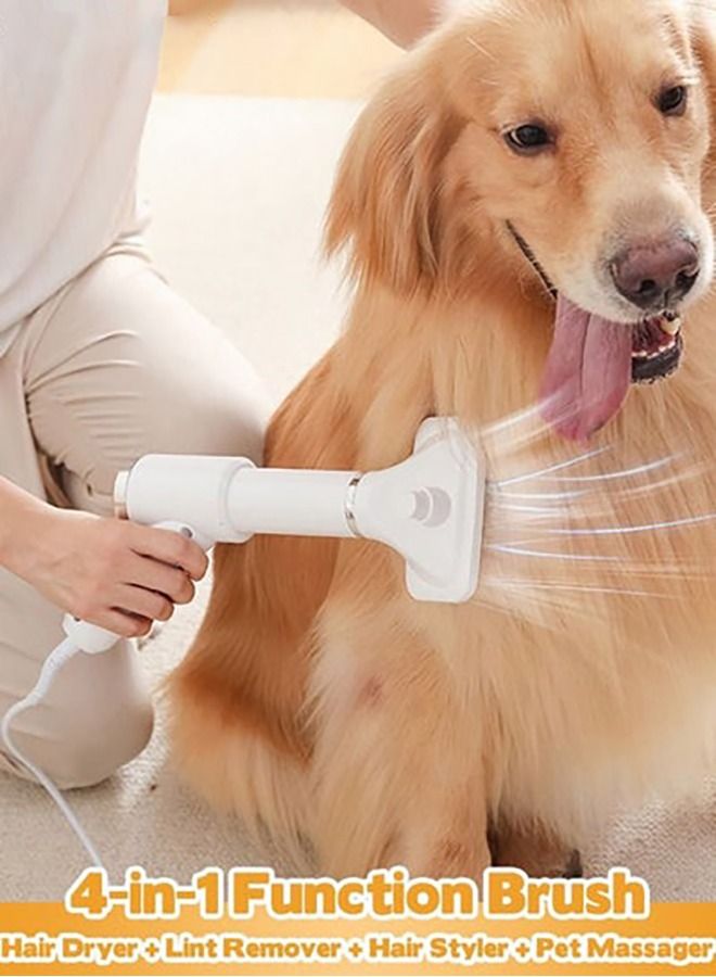 Pet Hair Dryer 2 in 1 Pet Grooming Hair Dryer with Slicker Brush Home Hair Dryer with Adjustable 3 Temperatures Settings for Small and Medium Dogs and Cats