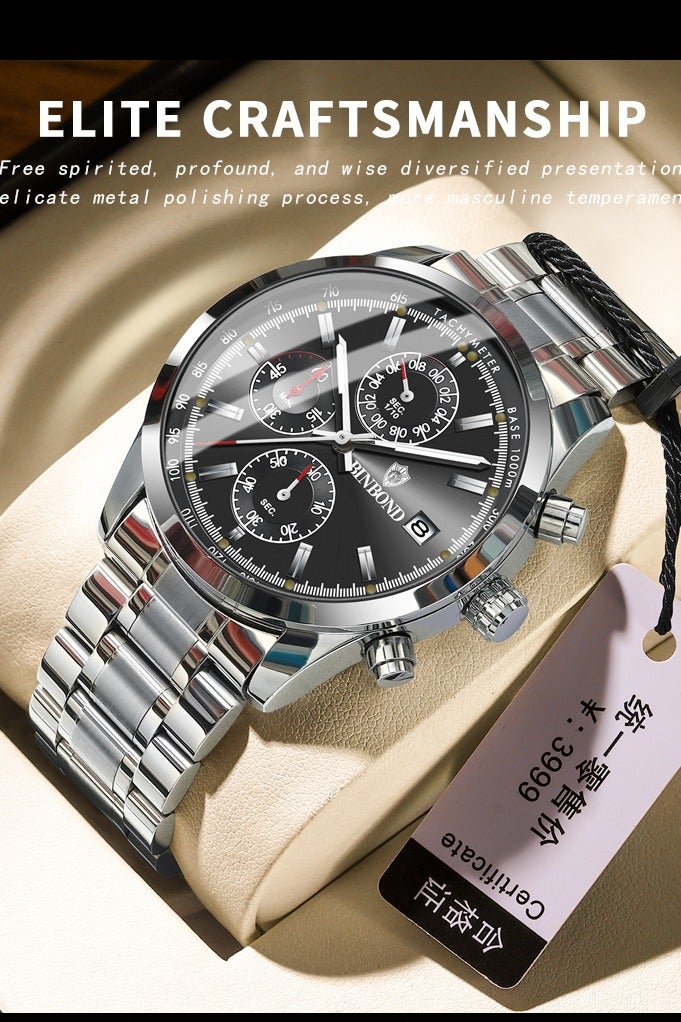 BINBOND Watch for Men Quartz Watch Chronograph Wristwatch Waterproof Luminous Sport Business Men Watch - Image 1