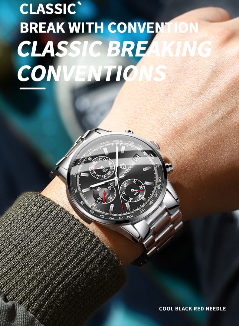 BINBOND Watch for Men Quartz Watch Chronograph Wristwatch Waterproof Luminous Sport Business Men Watch - Image 3