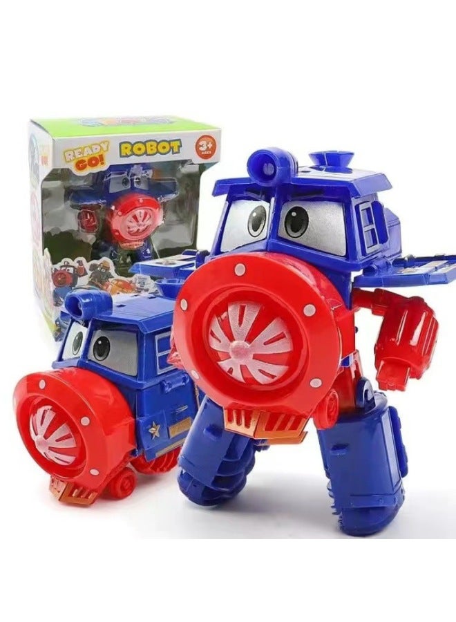 Transforming Car Robot Toy South Korea Anime Dynamic Train Man Family Kids Gift Educational Assembled Toy-Color:Transformed Gift Set - Image 2