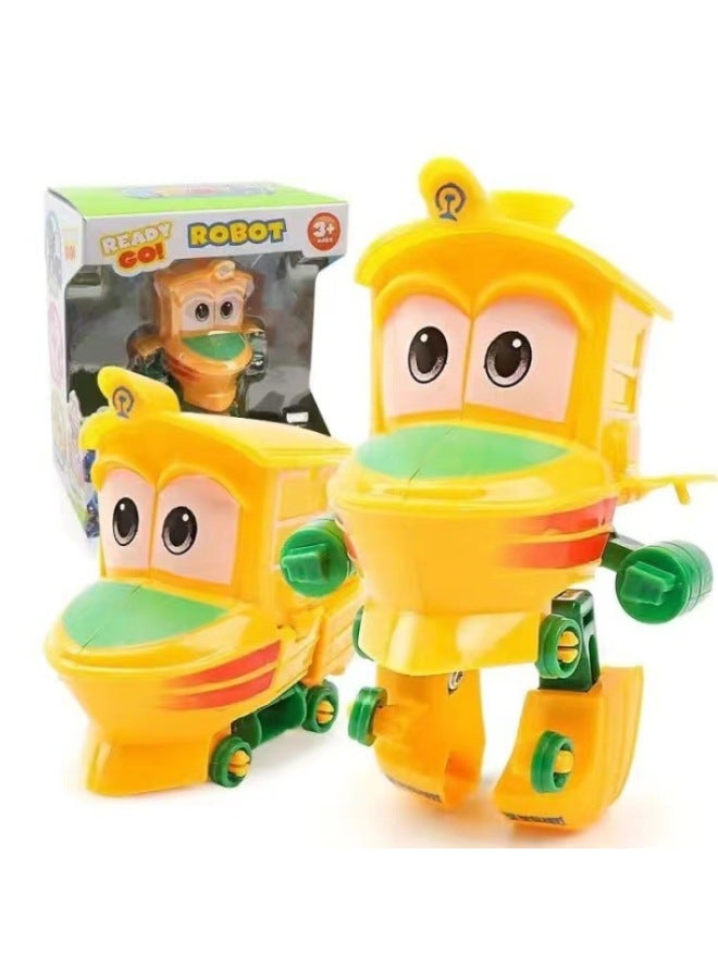 Transforming Car Robot Toy South Korea Anime Dynamic Train Man Family Kids Gift Educational Assembled Toy-Color:Transformed Gift Set - Image 4