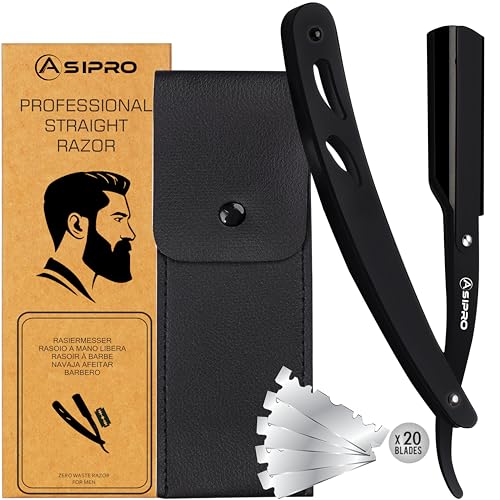 ASIPRO Straight Razors for Men with 20 Straight Edge Razor Blade & Case, Mens Straight Razor for Shaving Navajas Para Barbero Barber Razors for Men, Beard Razor - Image 1