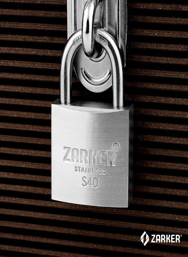 Zarker S40 keyed Padlock, Heavy Duty Stainless Steel Lock, Waterproof and Rustproof Storage, Warehouses, Garage, Outdoors, 1-Pack - Image 3