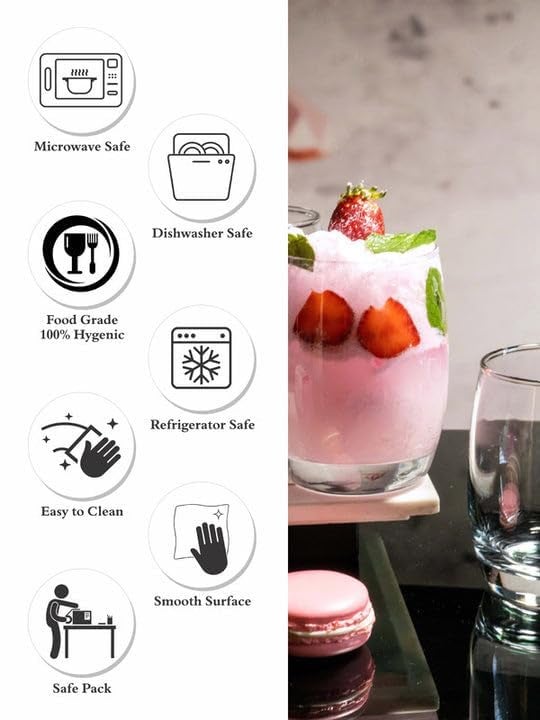 Shivaaro Water and Juice Glasses Set Transparent Medium Size Tumbler Oval Glasses for Drinking Juice Water Sharbat and Cocktails Water Glass Glass Water Glass 200 ML 6 - Image 3