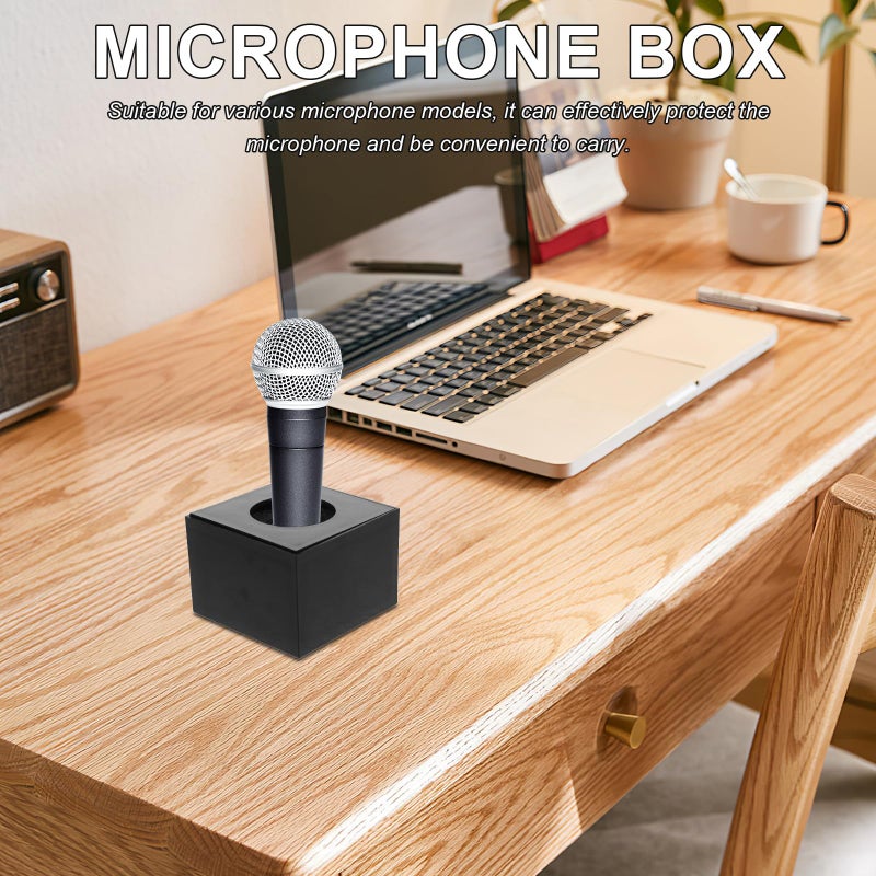 Black Desktop Microphone Stand Holder 7 1 X 5 Inch Plastic Mic Bracket Base - Image 5