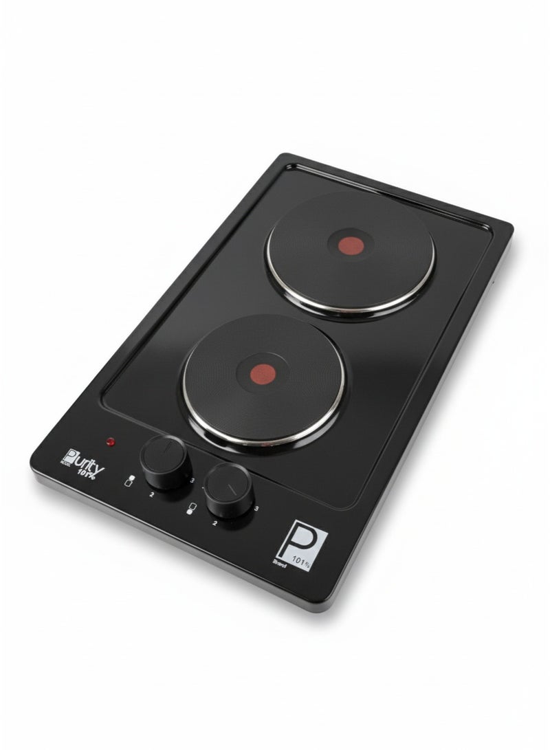 Built-in Electric Hob, 2 Plates, 30cm, 3000W,, Durable heating plates, Easy operation and control, Black, HPT302BLE PRO