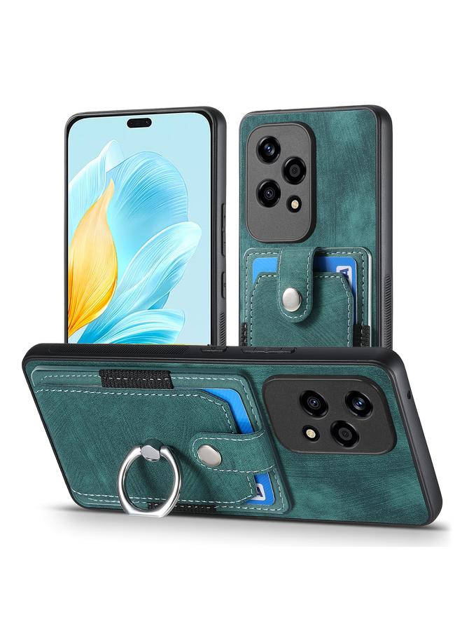 اس-توب جراب هاتف Honor 200 Lite Global Retro بملمس جلدي مع حلقة ومحفظة وبطاقة - Image 2