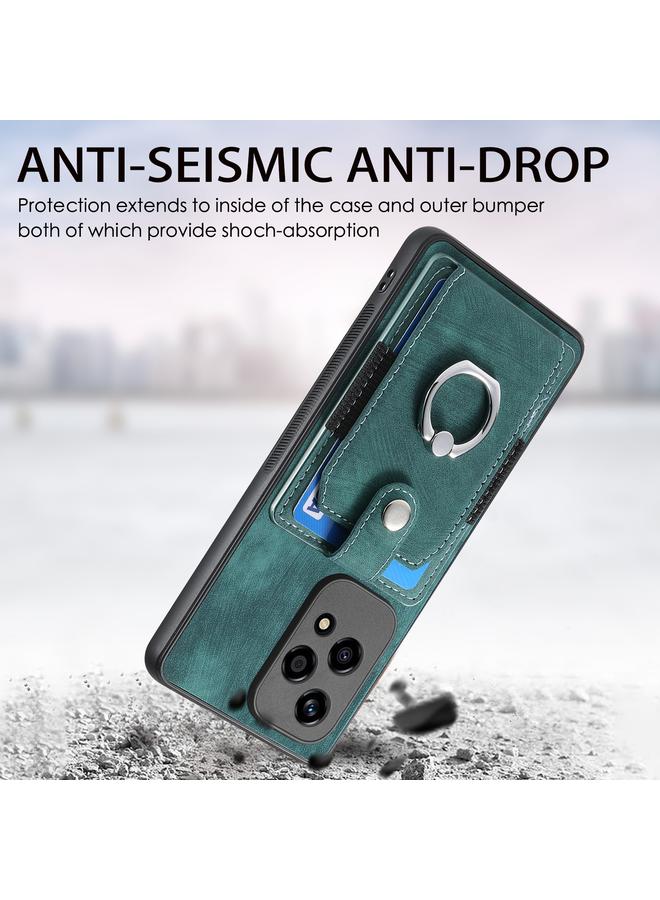 اس-توب جراب هاتف Honor 200 Lite Global Retro بملمس جلدي مع حلقة ومحفظة وبطاقة - Image 3