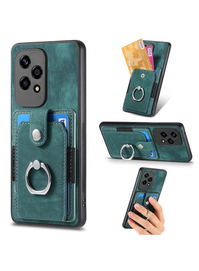 اس-توب جراب هاتف Honor 200 Lite Global Retro بملمس جلدي مع حلقة ومحفظة وبطاقة - Image 1