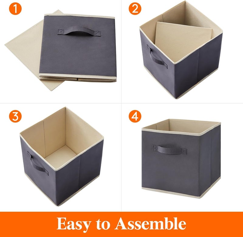 Lifewit Folding Storage Cubes, Fabric Storage Baskets, Storage Boxes with Handles, Storage Boxes for Closet, Clothes, Toys, 26.5 x 26.5 x 28 cm, 18 L, Set of 12, Grey - Image 2